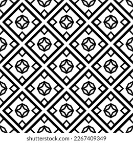 Vector geometric seamless pattern. Minimal ornamental background with abstract shapes. Black and white texture. Simple abstract ornament background. Dark repeat design for decor, fabric, cloth.