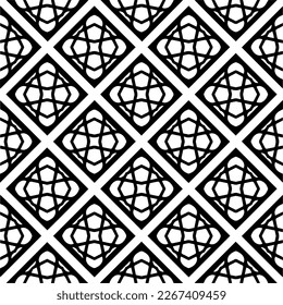 Vector geometric seamless pattern. Minimal ornamental background with abstract shapes. Black and white texture. Simple abstract ornament background. Dark repeat design for decor, fabric, cloth.
