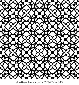 Vector geometric seamless pattern. Minimal ornamental background with abstract shapes. Black and white texture. Simple abstract ornament background. Dark repeat design for decor, fabric, cloth.