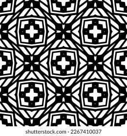 Vector geometric seamless pattern. Minimal ornamental background with abstract shapes. Black and white texture. Simple abstract ornament background. Dark repeat design for decor, fabric, cloth.