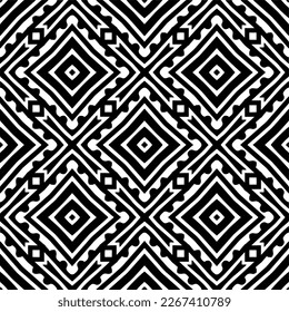 Vector geometric seamless pattern. Minimal ornamental background with abstract shapes. Black and white texture. Simple abstract ornament background. Dark repeat design for decor, fabric, cloth.