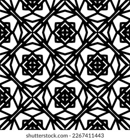 Vector geometric seamless pattern. Minimal ornamental background with abstract shapes. Black and white texture. Simple abstract ornament background. Dark repeat design for decor, fabric, cloth.