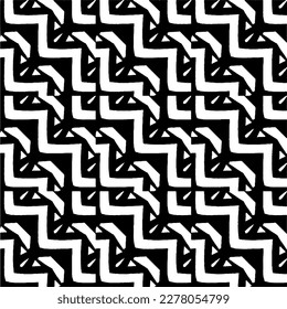 Vector geometric seamless pattern. Minimal ornamental background with abstract shapes. Black and white texture. Simple abstract ornament background. Dark repeat design for decor, fabric, cloth.