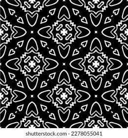 Vector geometric seamless pattern. Minimal ornamental background with abstract shapes. Black and white texture. Simple abstract ornament background. Dark repeat design for decor, fabric, cloth.