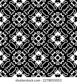 Vector geometric seamless pattern. Minimal ornamental background with abstract shapes. Black and white texture. Simple abstract ornament background. Dark repeat design for decor, fabric, cloth.