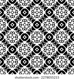 Vector geometric seamless pattern. Minimal ornamental background with abstract shapes. Black and white texture. Simple abstract ornament background. Dark repeat design for decor, fabric, cloth.