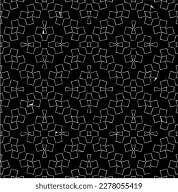 Vector geometric seamless pattern. Minimal ornamental background with abstract shapes. Black and white texture. Simple abstract ornament background. Dark repeat design for decor, fabric, cloth.