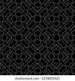 Vector geometric seamless pattern. Minimal ornamental background with abstract shapes. Black and white texture. Simple abstract ornament background. Dark repeat design for decor, fabric, cloth.
