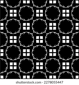 Vector geometric seamless pattern. Minimal ornamental background with abstract shapes. Black and white texture. Simple abstract ornament background. Dark repeat design for decor, fabric, cloth.
