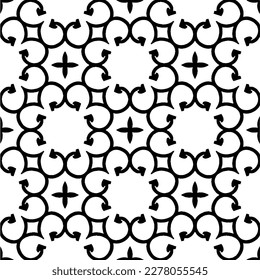 Vector geometric seamless pattern. Minimal ornamental background with abstract shapes. Black and white texture. Simple abstract ornament background. Dark repeat design for decor, fabric, cloth.