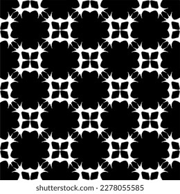 Vector geometric seamless pattern. Minimal ornamental background with abstract shapes. Black and white texture. Simple abstract ornament background. Dark repeat design for decor, fabric, cloth.