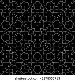 Vector geometric seamless pattern. Minimal ornamental background with abstract shapes. Black and white texture. Simple abstract ornament background. Dark repeat design for decor, fabric, cloth.