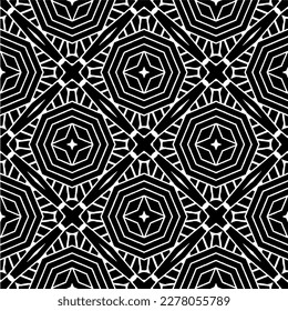Vector geometric seamless pattern. Minimal ornamental background with abstract shapes. Black and white texture. Simple abstract ornament background. Dark repeat design for decor, fabric, cloth.