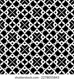 Vector geometric seamless pattern. Minimal ornamental background with abstract shapes. Black and white texture. Simple abstract ornament background. Dark repeat design for decor, fabric, cloth.
