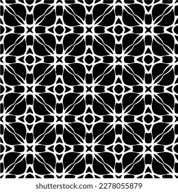 Vector geometric seamless pattern. Minimal ornamental background with abstract shapes. Black and white texture. Simple abstract ornament background. Dark repeat design for decor, fabric, cloth.