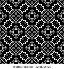 Vector geometric seamless pattern. Minimal ornamental background with abstract shapes. Black and white texture. Simple abstract ornament background. Dark repeat design for decor, fabric, cloth.