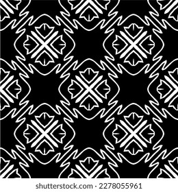 Vector geometric seamless pattern. Minimal ornamental background with abstract shapes. Black and white texture. Simple abstract ornament background. Dark repeat design for decor, fabric, cloth.