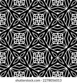 Vector geometric seamless pattern. Minimal ornamental background with abstract shapes. Black and white texture. Simple abstract ornament background. Dark repeat design for decor, fabric, cloth.
