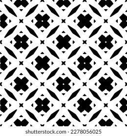 Vector geometric seamless pattern. Minimal ornamental background with abstract shapes. Black and white texture. Simple abstract ornament background. Dark repeat design for decor, fabric, cloth.
