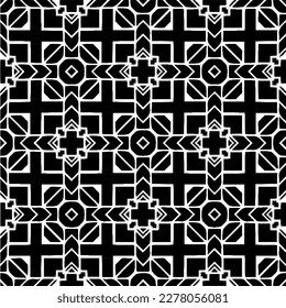 Vector geometric seamless pattern. Minimal ornamental background with abstract shapes. Black and white texture. Simple abstract ornament background. Dark repeat design for decor, fabric, cloth.