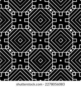 Vector geometric seamless pattern. Minimal ornamental background with abstract shapes. Black and white texture. Simple abstract ornament background. Dark repeat design for decor, fabric, cloth.