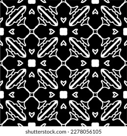 Vector geometric seamless pattern. Minimal ornamental background with abstract shapes. Black and white texture. Simple abstract ornament background. Dark repeat design for decor, fabric, cloth.