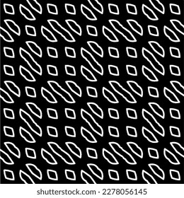 Vector geometric seamless pattern. Minimal ornamental background with abstract shapes. Black and white texture. Simple abstract ornament background. Dark repeat design for decor, fabric, cloth.