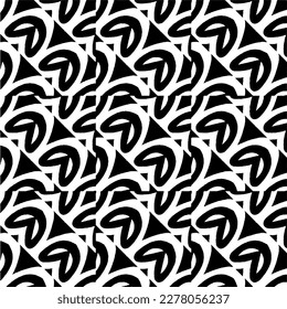 Vector geometric seamless pattern. Minimal ornamental background with abstract shapes. Black and white texture. Simple abstract ornament background. Dark repeat design for decor, fabric, cloth.