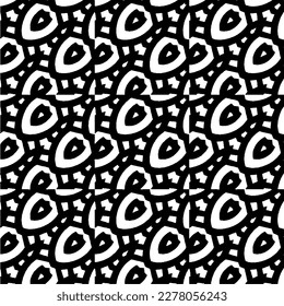 Vector geometric seamless pattern. Minimal ornamental background with abstract shapes. Black and white texture. Simple abstract ornament background. Dark repeat design for decor, fabric, cloth.