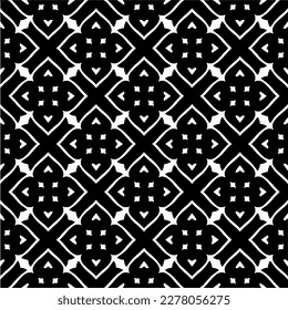 Vector geometric seamless pattern. Minimal ornamental background with abstract shapes. Black and white texture. Simple abstract ornament background. Dark repeat design for decor, fabric, cloth.