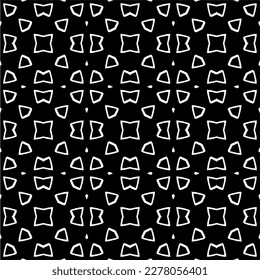 Vector geometric seamless pattern. Minimal ornamental background with abstract shapes. Black and white texture. Simple abstract ornament background. Dark repeat design for decor, fabric, cloth.