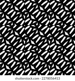 Vector geometric seamless pattern. Minimal ornamental background with abstract shapes. Black and white texture. Simple abstract ornament background. Dark repeat design for decor, fabric, cloth.