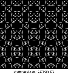 Vector geometric seamless pattern. Minimal ornamental background with abstract shapes. Black and white texture. Simple abstract ornament background. Dark repeat design for decor, fabric, cloth.