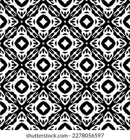 Vector geometric seamless pattern. Minimal ornamental background with abstract shapes. Black and white texture. Simple abstract ornament background. Dark repeat design for decor, fabric, cloth.
