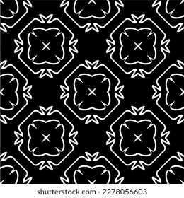 Vector geometric seamless pattern. Minimal ornamental background with abstract shapes. Black and white texture. Simple abstract ornament background. Dark repeat design for decor, fabric, cloth.