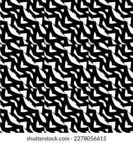 Vector geometric seamless pattern. Minimal ornamental background with abstract shapes. Black and white texture. Simple abstract ornament background. Dark repeat design for decor, fabric, cloth.