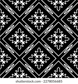 Vector geometric seamless pattern. Minimal ornamental background with abstract shapes. Black and white texture. Simple abstract ornament background. Dark repeat design for decor, fabric, cloth.