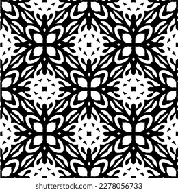 Vector geometric seamless pattern. Minimal ornamental background with abstract shapes. Black and white texture. Simple abstract ornament background. Dark repeat design for decor, fabric, cloth.