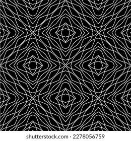 Vector geometric seamless pattern. Minimal ornamental background with abstract shapes. Black and white texture. Simple abstract ornament background. Dark repeat design for decor, fabric, cloth.