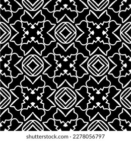 Vector geometric seamless pattern. Minimal ornamental background with abstract shapes. Black and white texture. Simple abstract ornament background. Dark repeat design for decor, fabric, cloth.