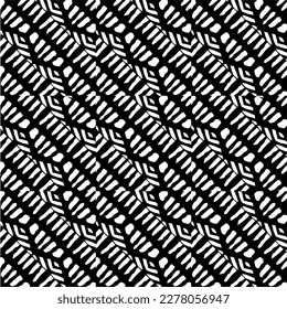 Vector geometric seamless pattern. Minimal ornamental background with abstract shapes. Black and white texture. Simple abstract ornament background. Dark repeat design for decor, fabric, cloth.