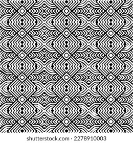 Vector geometric seamless pattern. Minimal ornamental background with abstract shapes. Black and white texture. Simple abstract ornament background. Dark repeat design for decor, fabric, cloth.