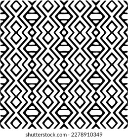Vector geometric seamless pattern. Minimal ornamental background with abstract shapes. Black and white texture. Simple abstract ornament background. Dark repeat design for decor, fabric, cloth.