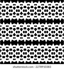 Vector geometric seamless pattern. Minimal ornamental background with abstract shapes. Black and white texture. Simple abstract ornament background. Dark repeat design for decor, fabric, cloth.