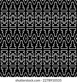 Vector geometric seamless pattern. Minimal ornamental background with abstract shapes. Black and white texture. Simple abstract ornament background. Dark repeat design for decor, fabric, cloth.