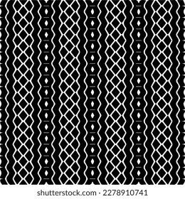 Vector geometric seamless pattern. Minimal ornamental background with abstract shapes. Black and white texture. Simple abstract ornament background. Dark repeat design for decor, fabric, cloth.