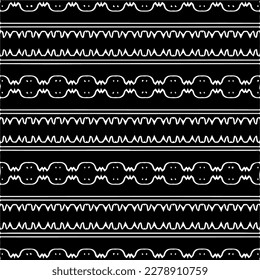 Vector geometric seamless pattern. Minimal ornamental background with abstract shapes. Black and white texture. Simple abstract ornament background. Dark repeat design for decor, fabric, cloth.