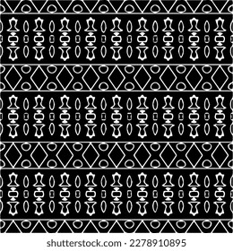 Vector geometric seamless pattern. Minimal ornamental background with abstract shapes. Black and white texture. Simple abstract ornament background. Dark repeat design for decor, fabric, cloth.