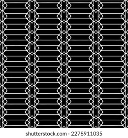 Vector geometric seamless pattern. Minimal ornamental background with abstract shapes. Black and white texture. Simple abstract ornament background. Dark repeat design for decor, fabric, cloth.