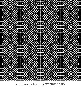 Vector geometric seamless pattern. Minimal ornamental background with abstract shapes. Black and white texture. Simple abstract ornament background. Dark repeat design for decor, fabric, cloth.